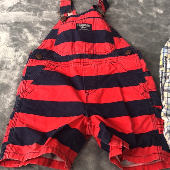 OshKosh B'gosh Red and Blue Overalls  Toddler, 18 months vintage lot of 2 - Picture 2 of 4